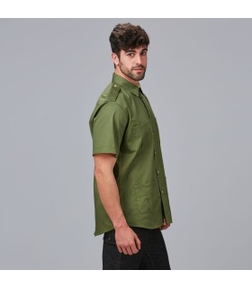 Camisa Unisex 4 Bolsillos Aciron 600054 Garys Lateral Verde Caqui