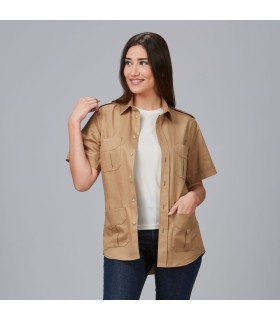 Camisa Unisex 4 Bolsillos Aciron 600054 Garys Frente Camel