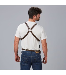 Chaleco Unisex Vaquero Y Piel Kurume 950008 Garys Parte Trasera Marino