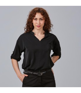 Blusa Mujer Manga Roll Up Micaela 240005 Garys Frente Negro