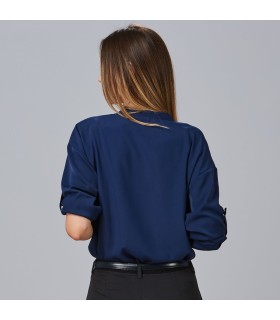 Blusa Mujer Manga Roll Up Micaela 240005 Garys Parte Trasera Marino