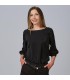 Blusa Mujer Manga Rizada Rosanna 240006 Garys Frente Negro