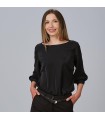 Blusa Mujer Manga Rizada Rosanna 240006 Garys Frente Negro