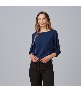 Blusa Mujer Manga Rizada Rosanna 240006 Garys Frente Marino