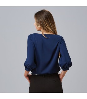 Blusa Mujer Manga Rizada Rosanna 240006 Garys Parte Trasera Marino