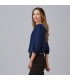 Blusa Mujer Manga Rizada Rosanna 240006 Garys Lateral Marino