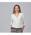 Blusa Mujer Cuello Solapa Lazo Flavia 240009 Garys Frente Blanco