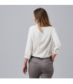 Blusa Mujer Cuello Solapa Lazo Flavia 240009 Garys Parte Trasera Blanco