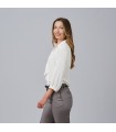 Blusa Mujer Cuello Solapa Lazo Flavia 240009 Garys Lateral Blanco