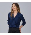 Blusa Mujer Cuello Solapa Lazo Flavia 240009 Garys Frente Marino