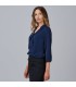 Blusa Mujer Cuello Solapa Lazo Flavia 240009 Garys Lateral Marino