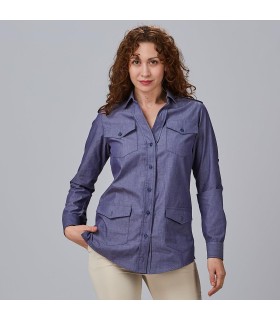 Camisa Mujer Manga Roll Up Daniela 240014 Garys Frente Marino