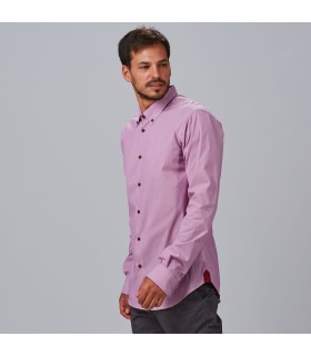 Camisa Hombre Slim Fit Raya Leonardo 260013 Garys Lateral Burdeos