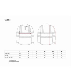 Polo de alta visibilidad certificado con cinta reflectante segmentada C3883. Workteam5