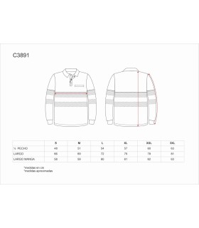 Polo de alta visibilidad certificado con cinta reflectante segmentada C3891. Workteam7