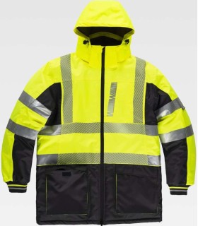 Parka acolchada e impermeable de alta visibilidad con cintas segmentadas C3515. Workteam2