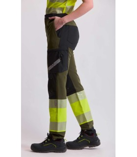 Pantalón de Alta visibilidad elástico tricolor C3555. Workteam9
