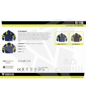 Cazadora certificado para soldaduras, ignífugo, antiestático, arco eléctrico y visibilidad realzada B1196 Workteam5