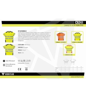Camiseta bicolor de alta visibilidad C9241. Workteam7