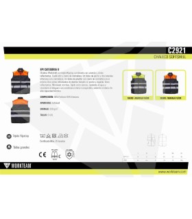 Chaleco reflectante con tejido Workshell C2921. Workteam7