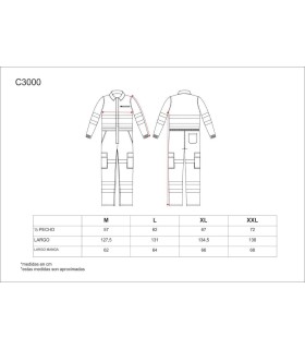 Buzo de alta visibilidad con cierre de cremallera oculta y velcro C3000. Workteam5