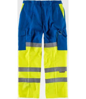 Pantalón de alta visibilidad con refuerzo en culera y multibolsillos C3314. Workteam5