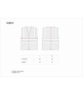 Chaleco de rejilla de alta visibilidad con cierre de velcro C3613. Workteam5
