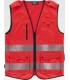 Chaleco de alta visibilidad rojo con cintas reflectantes segmentadas C3677. Workteam1