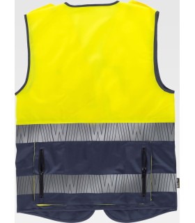 Chaleco de alta visibilidad bicolor con cintas reflectantes segmentadas C3608. Workteam2