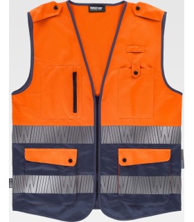 Chaleco de alta visibilidad bicolor con cintas reflectantes segmentadas C3608. Workteam3