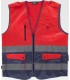 Chaleco de alta visibilidad bicolor rojo con cintas reflectantes segmentadas C3687. Workteam1