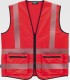 Chaleco de alta visibilidad rojo con cintas reflectantes segmentadas C3657. Workteam1