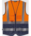 Chaleco de alta visibilidad bicolor con cintas reflectantes segmentadas C3606. Workteam1