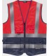 Chaleco de alta visibilidad rojo con cintas reflectantes segmentadas C3667. Workteam1