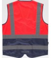 Chaleco de alta visibilidad rojo con cintas reflectantes segmentadas C3667. Workteam2