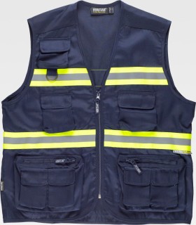 Chaleco tipo safari con cintas reflectantes S3136. Workteam