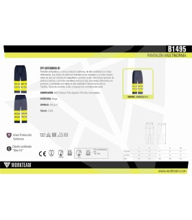 Pantalón antiestática, protección química y alta visibilidad B1495. Workteam3