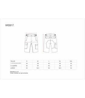 Bermuda de trabajo elástica combinada y multibolsillos WF2817. Workteam8