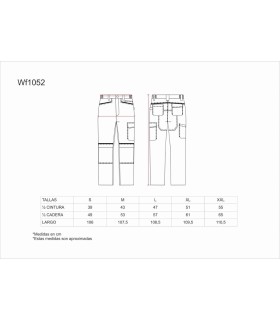 Pantalón de triple costura, refuerzo en culera y porta rodilleras WF1052. Workteam7