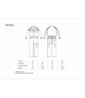 Buzo elástico con refuerzo en codera y culera WF1042. Workteam7