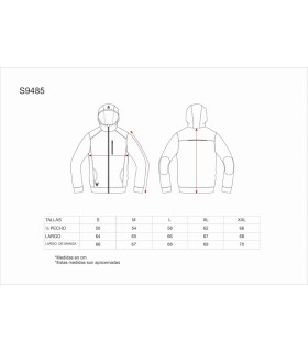 Sudadera en tejido neopreno con capucha y cremallera S9485. Workteam5