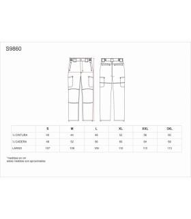 Pantalón de poliamida fresca y Slim Fit S9860. Workteam4