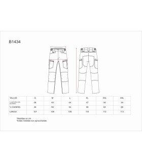 Pantalón elástico multibolsillos con refuerzo en rodillas y cuela B1434. Workteam3