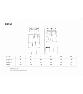 Pantalón elástico con porta rodilleras y Slim Fit B4031. Workteam1