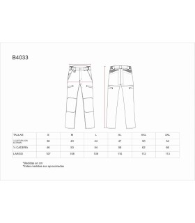 Pantalón elásticos Ripstop con refuerzo en rodilla y culera B4033. Workteam11