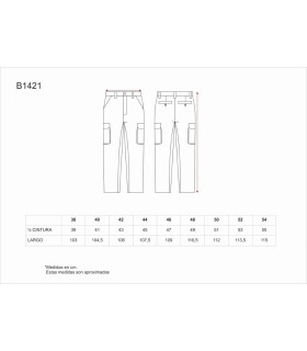 Pantalón elástico tipo cargo B1421. Workteam7