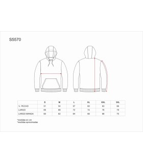 Sudadera bicolor tipo canguro unisex con capucha S5570. Workteam13