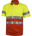 Polo bicolor reflectante de alta visibilidad certificado C3860. Workteam7