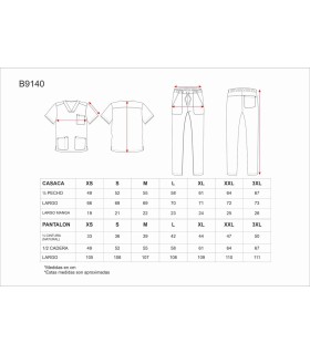 Pijama sanitario elástico B9140 Casaca + Pantalón. Workteam20