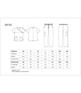 Pijama sanitario de Casaca + Pantalón B9150. Workteam33